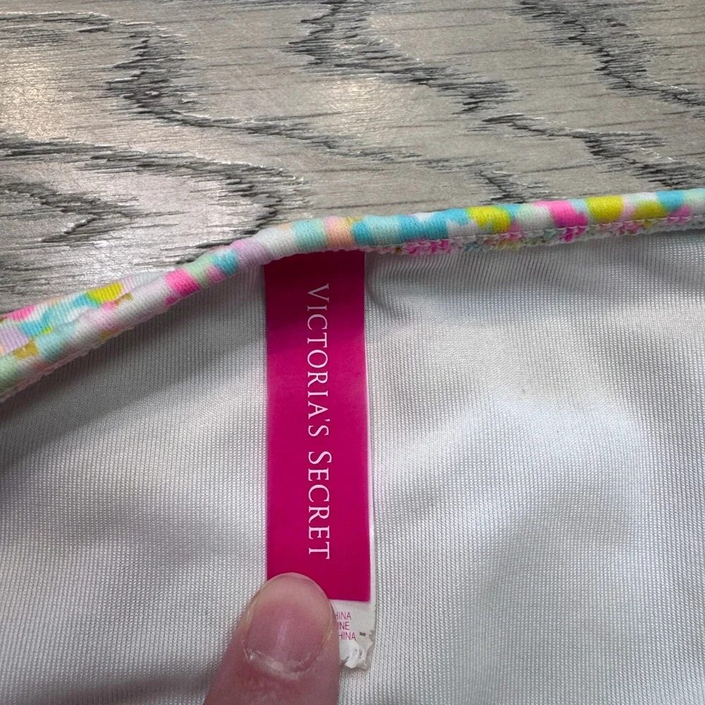 Victoria's Secret‎ Multicolor Confetti Ruched Bikini Bottom Gold Foil Small S